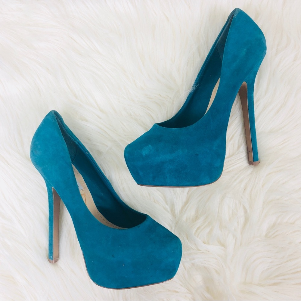 Steve Madden Turquoise Suede Platform Pumps